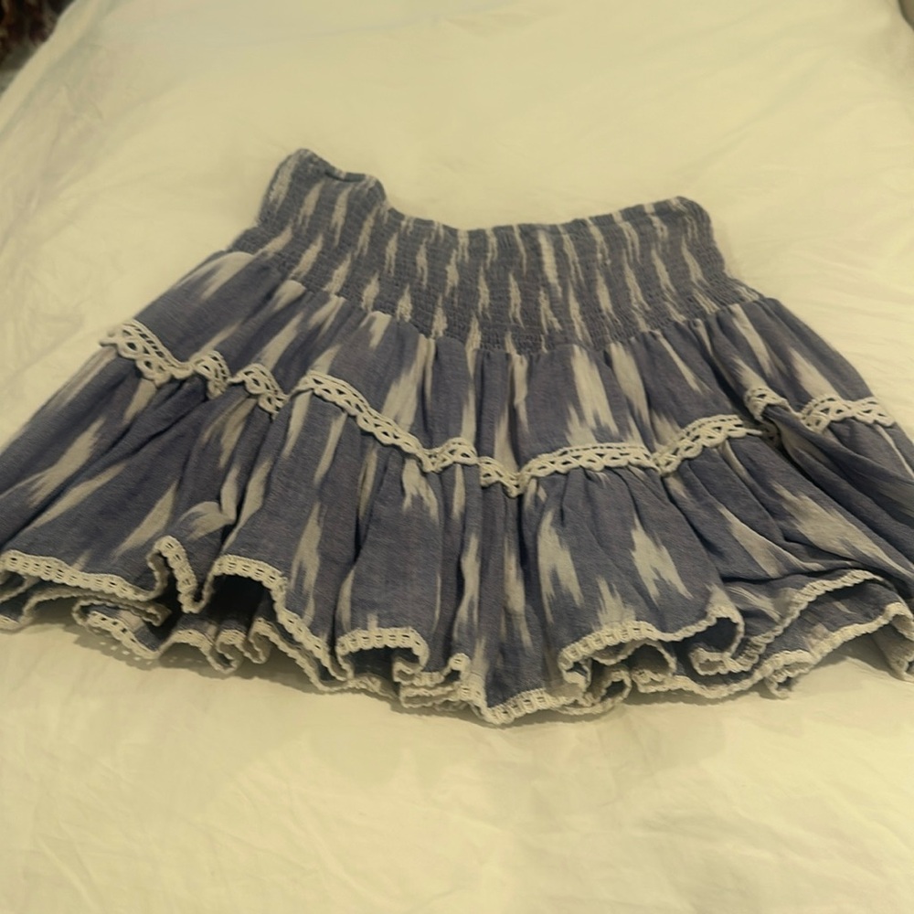 Denim blue and white mini skirt